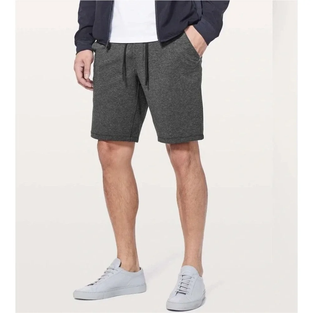 Lululemon Mens City Sweat Short Heathered Charcoal Grey Athletic Gym Shorts L